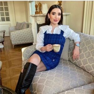 Zara blogger Tweed blue dress brand new with tags